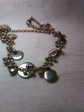 VIDA Silver-Tone Disc Charm Necklace with Bead Clusters